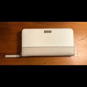 Kate Spade Tan and Cream Neda Zipper Wallet